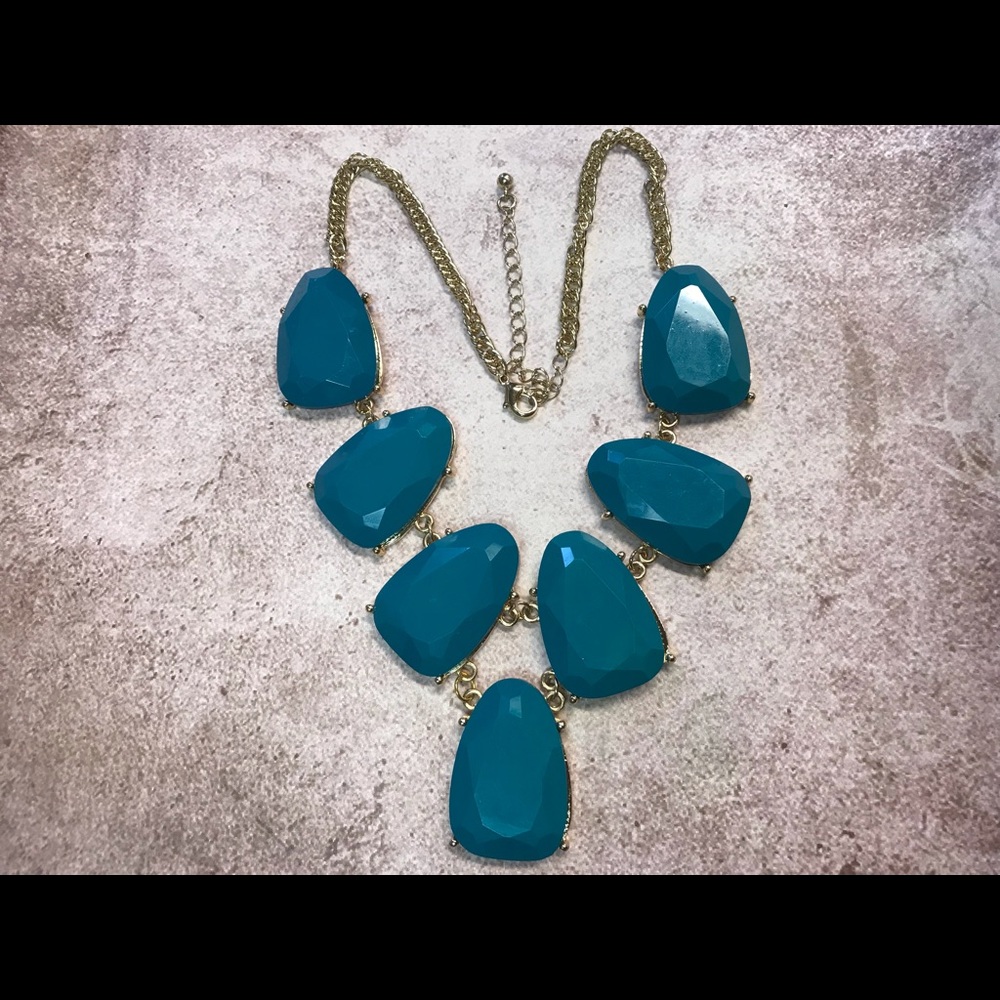 Teal blue statement necklace